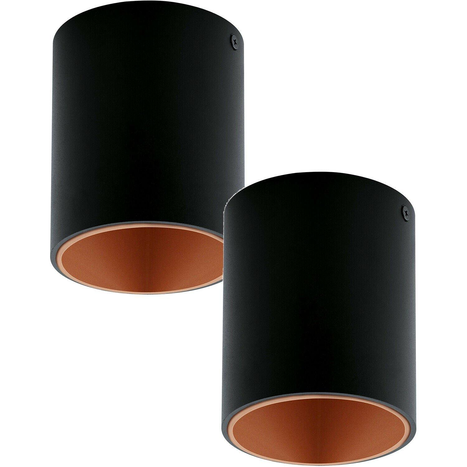 2 PACK Wall / Ceiling Light Black & Copper Round Downlight 3.3W Built in LED