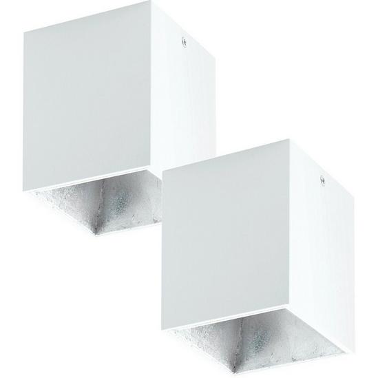 Loops 2 PACK Wall / Ceiling Light White & Silver Square Downlight 3.3W LED 1