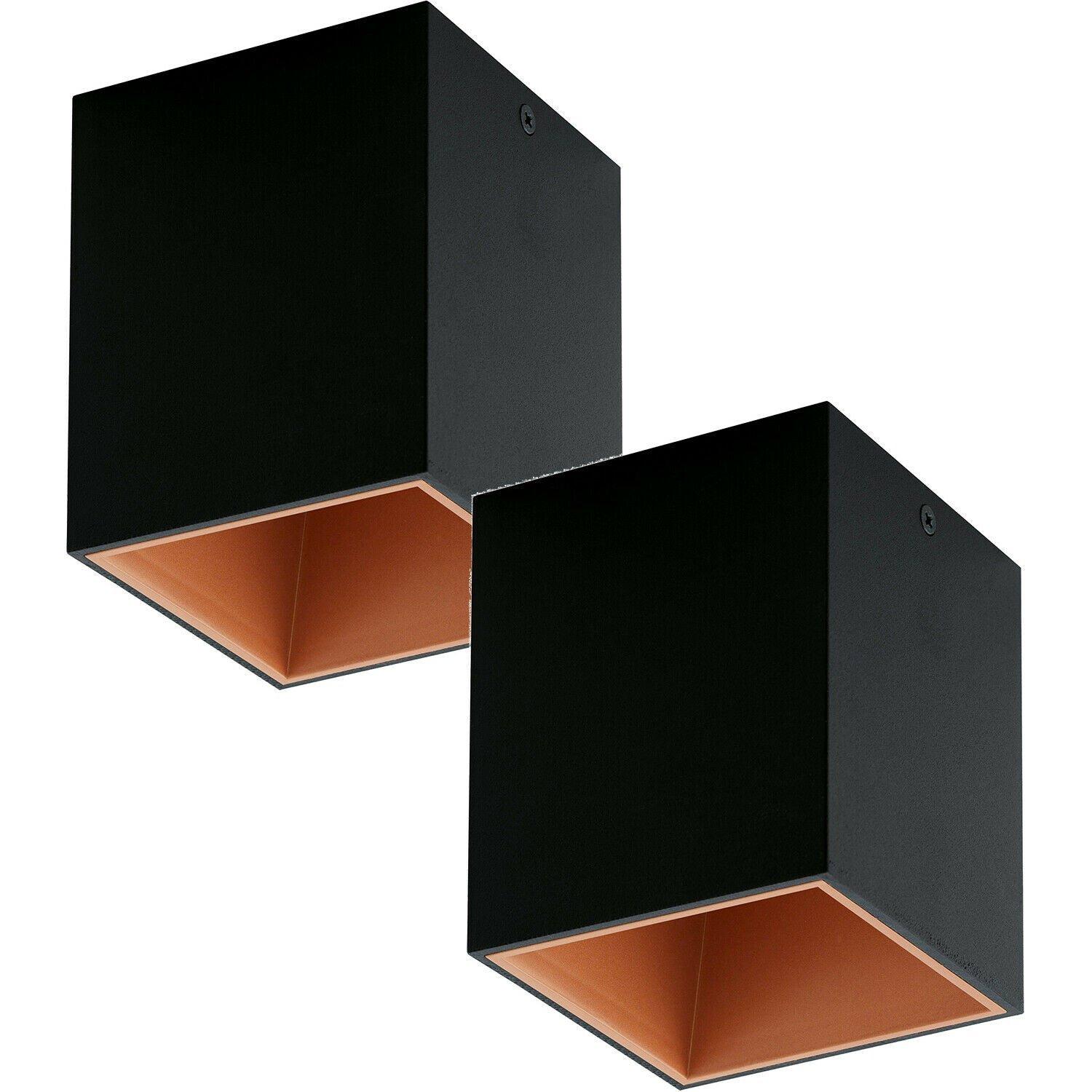 2 PACK Wall / Ceiling Light Black & Copper Square Downlight 3.3W Built in LED