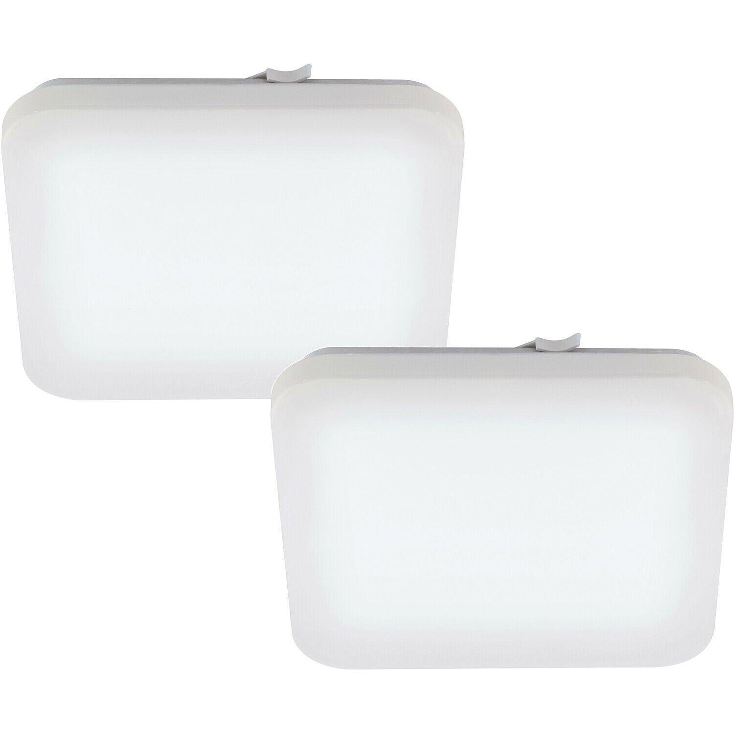 2 PACK Wall Flush Ceiling Light Colour White Shade White Plastic Bulb LED 17.3W