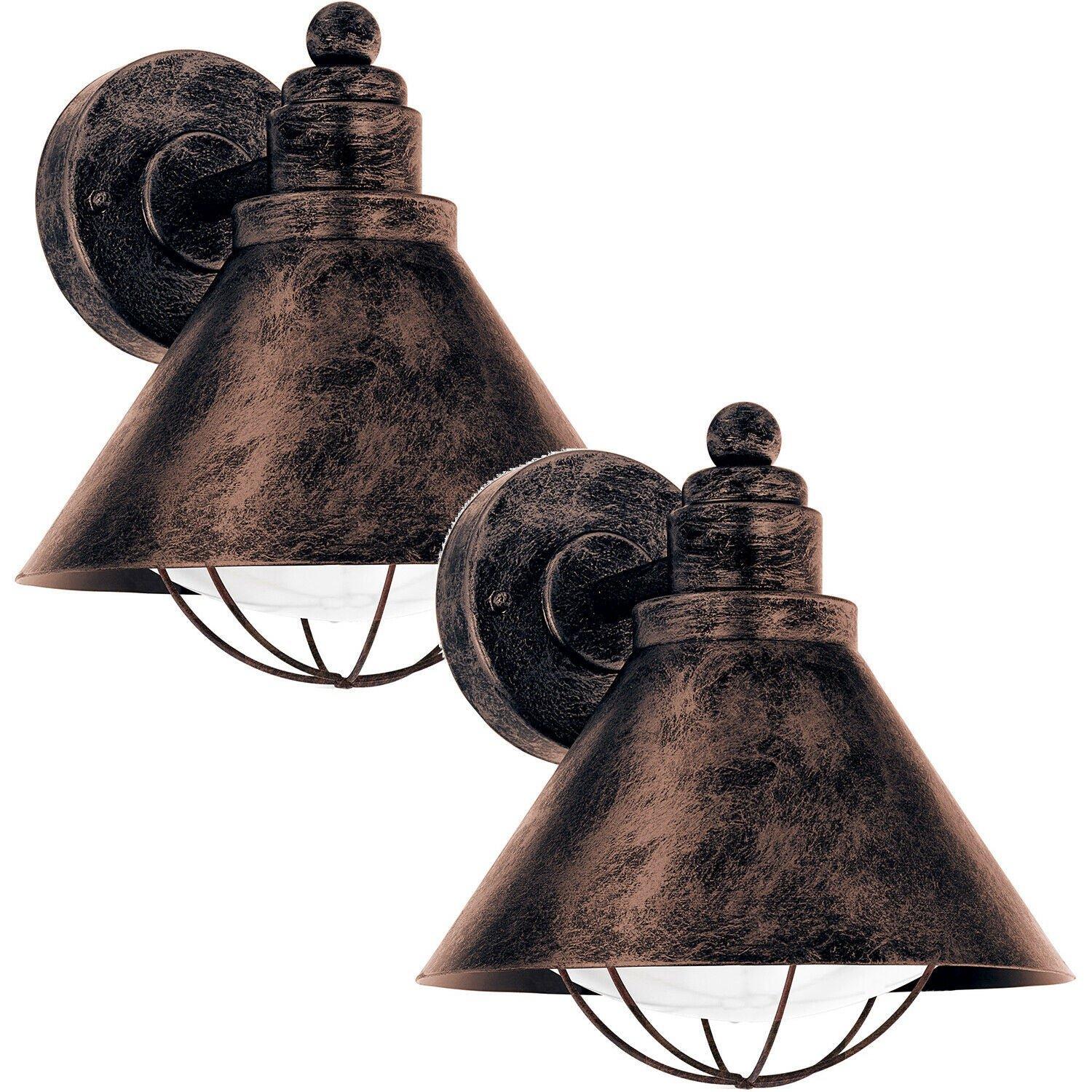 2 PACK IP44 Outdoor Wall Light Antique Copper Shade Porch Lamp 1x 40W E27