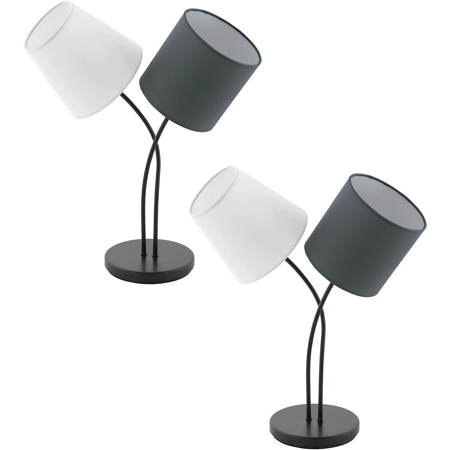 2 PACK Table Lamp Colour Black Steel White Anthracite Fabric Shade E14 2x40W