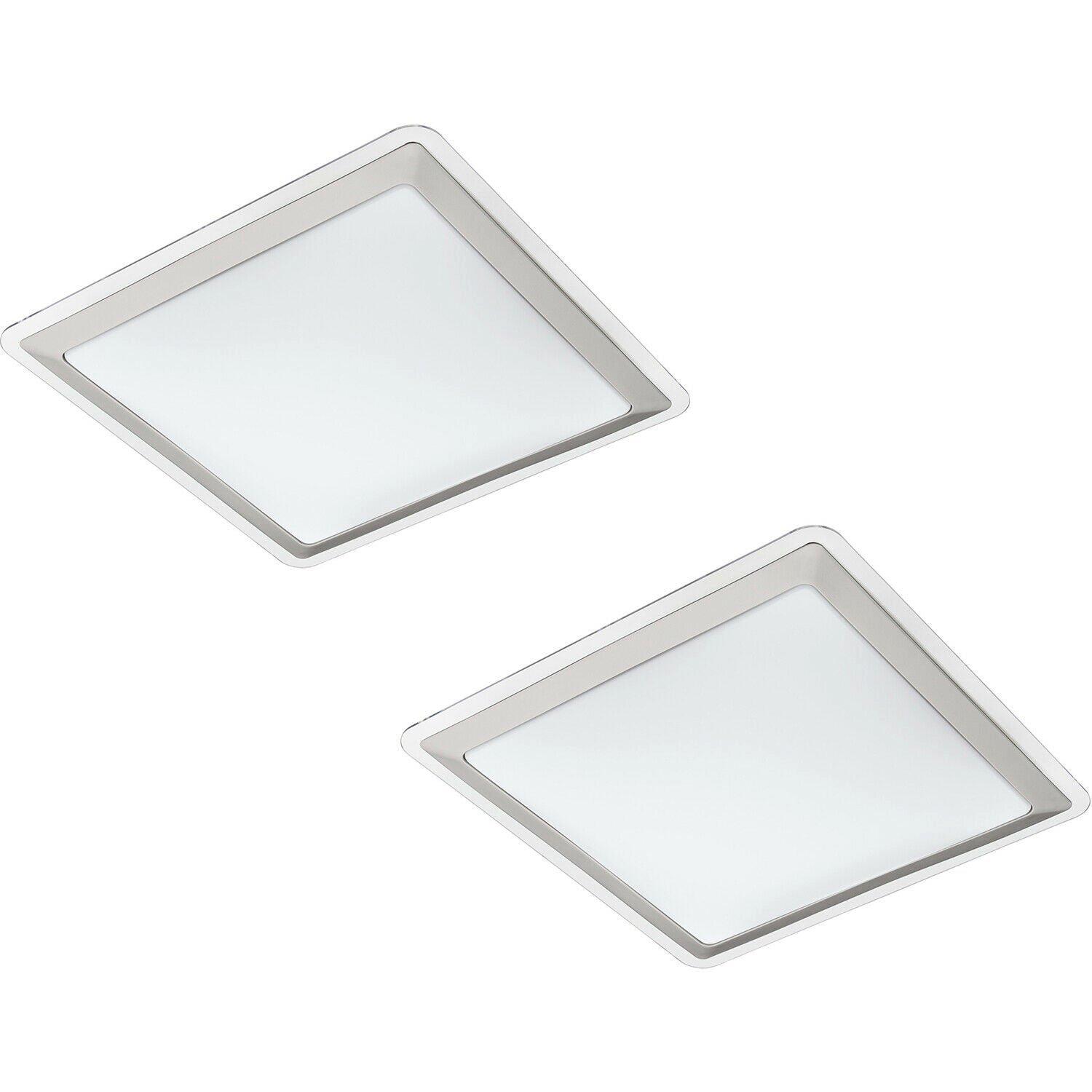 2 PACK Wall Flush Ceiling Light Colour White Shade White Silver Plastic LED 24W