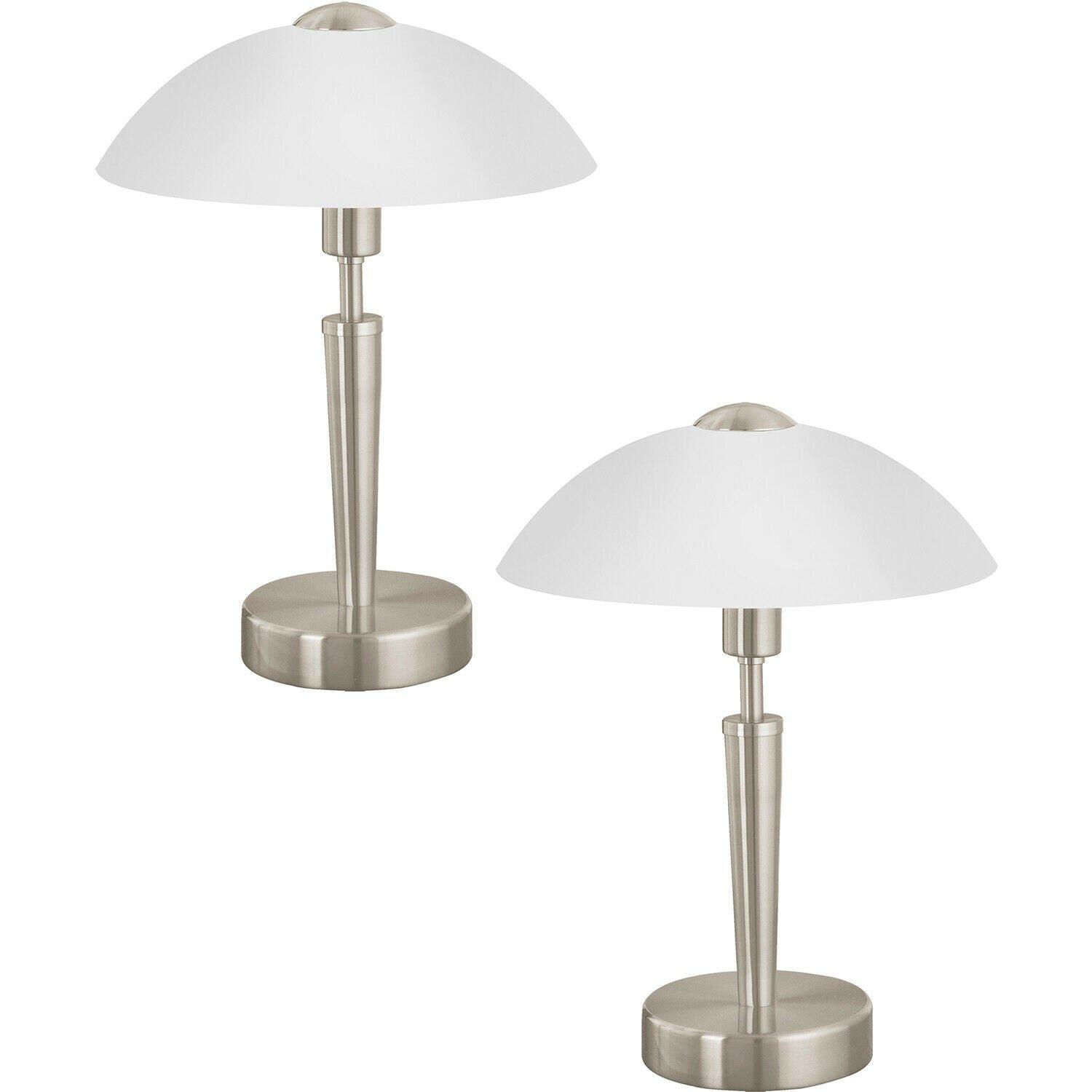 2 PACK Table Lamp Colour Satin Nickel Shade White Satinized Glass E14 1x60W