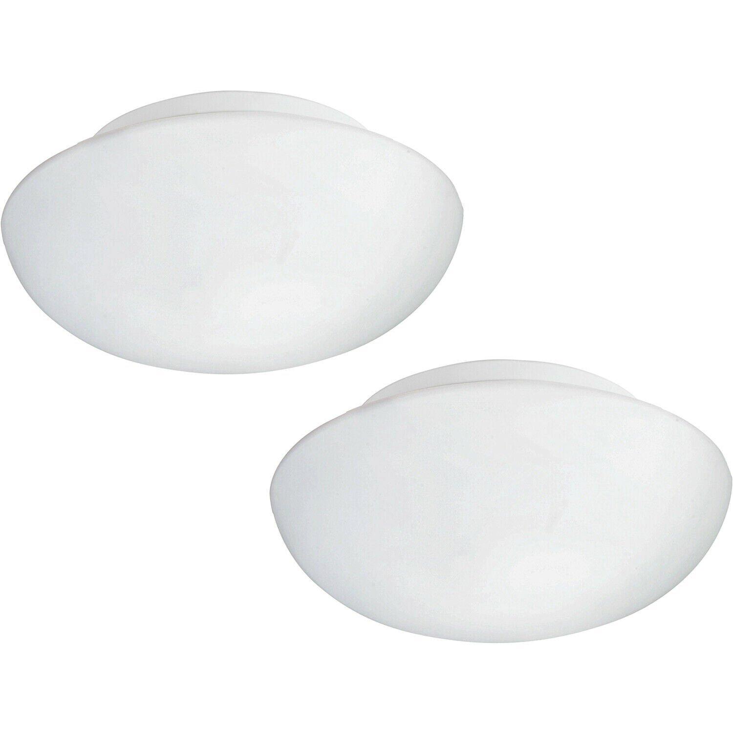 2 PACK Wall Flush Ceiling Light Colour White Shade White Glass Opal Matt 2x E27