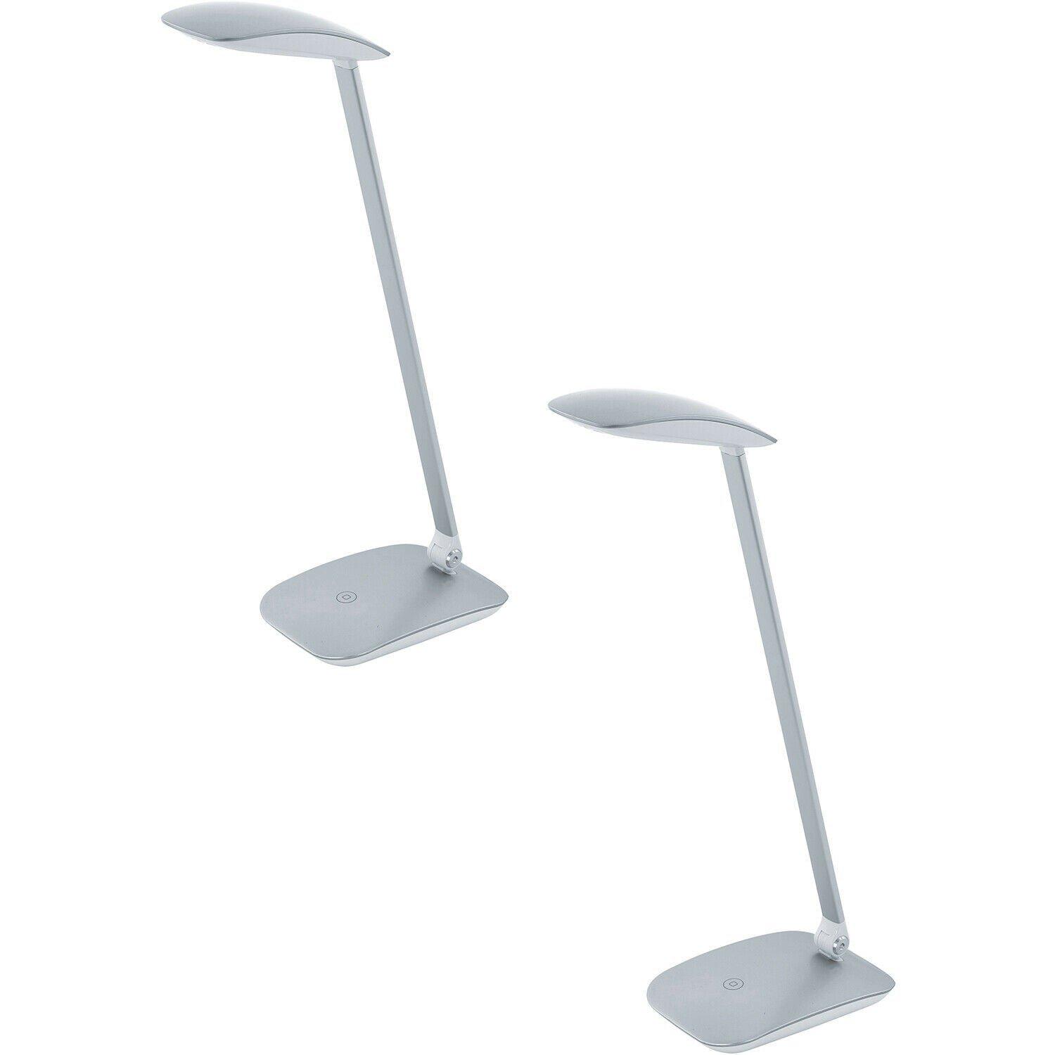 2 PACK Table Desk Lamp Colour Silver Touch On/Off Dimming LED 4.5W Included