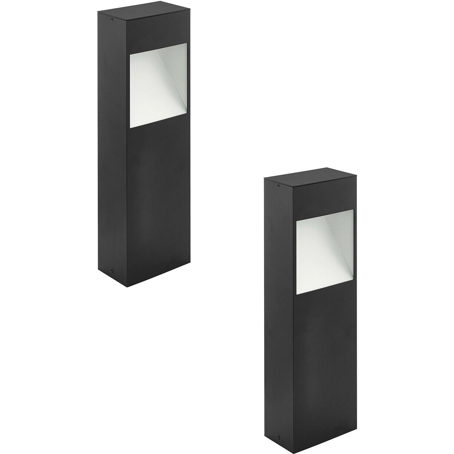 2 PACK IP44 Outdoor Pedestal Light Anthracite & White Square Post 10W LED