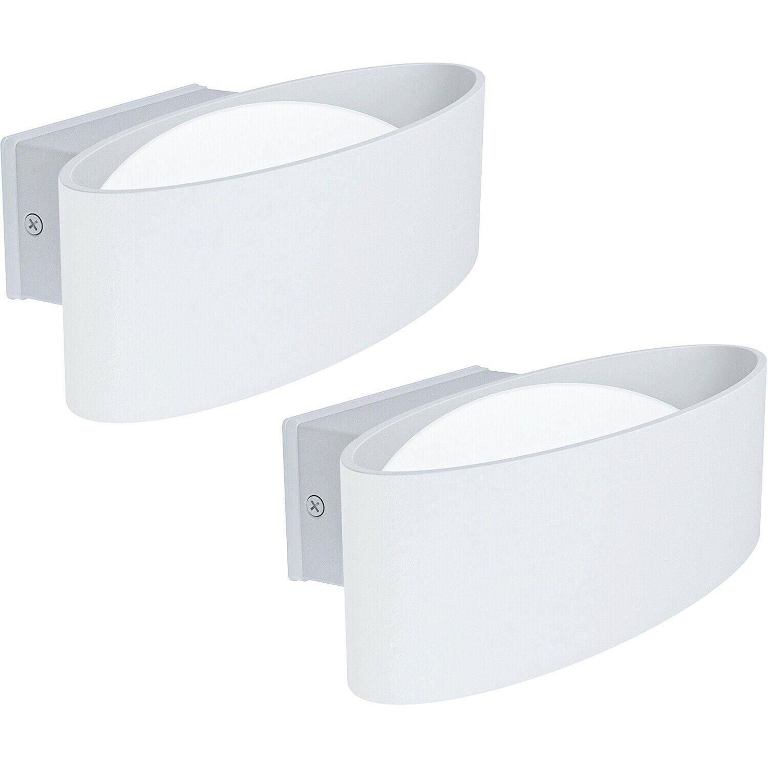 2 PACK IP44 Outdoor Wall Light White Aluminium & Steel 10W LED Porch Lamp