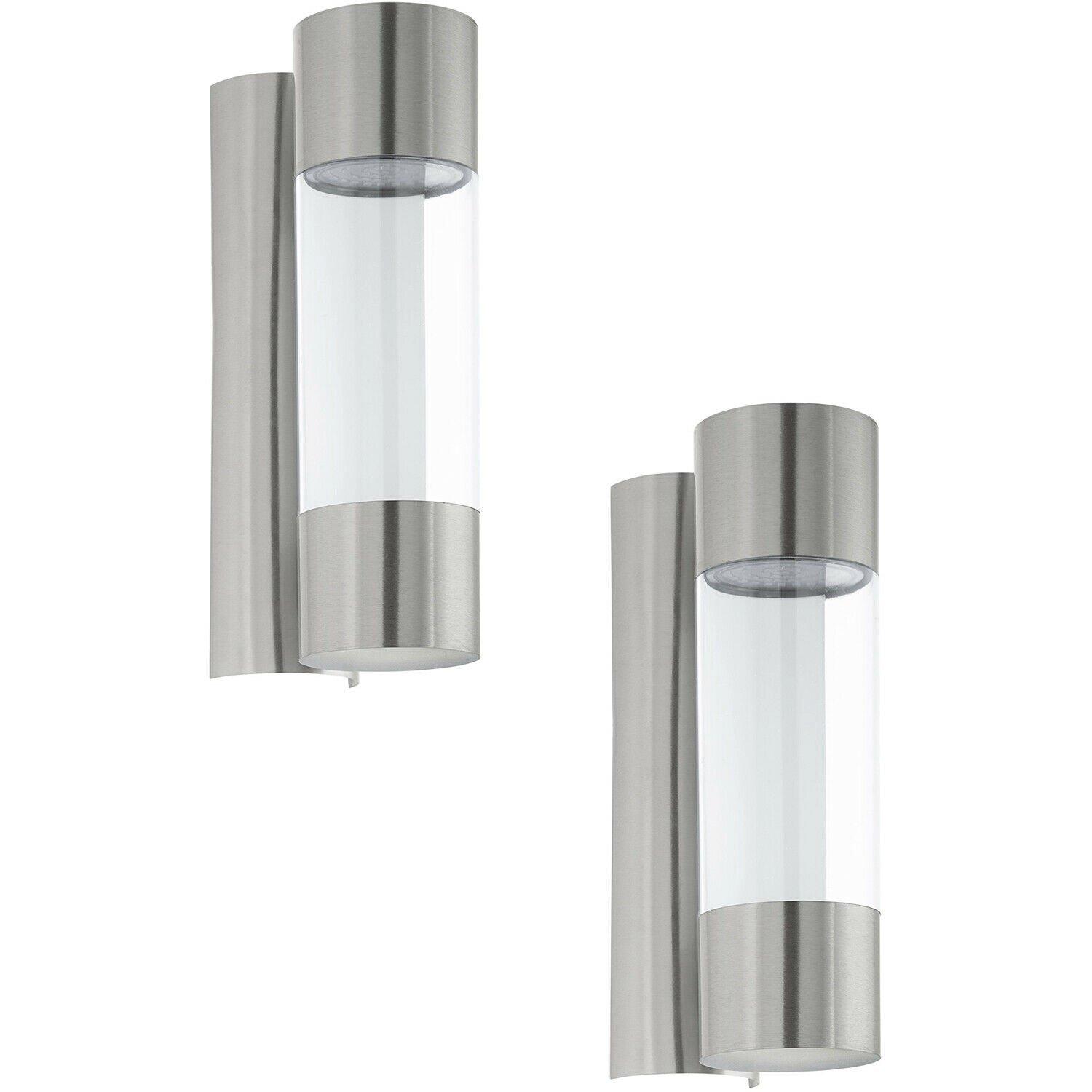 2 PACK IP44 Outdoor Wall Light Stainless Steel / Glass 3.7W LED Porch Lamp