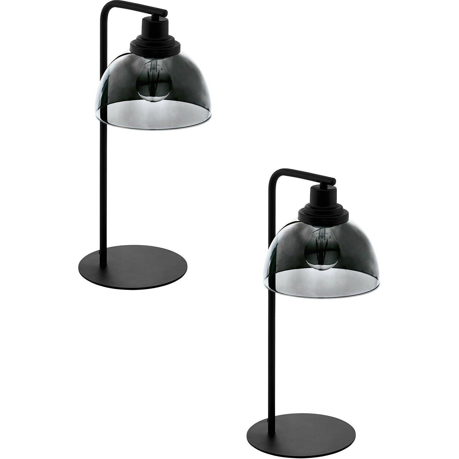 2 PACK Table Lamp Colour Black Shade Black Transparent Glass Vaporized E27 60W