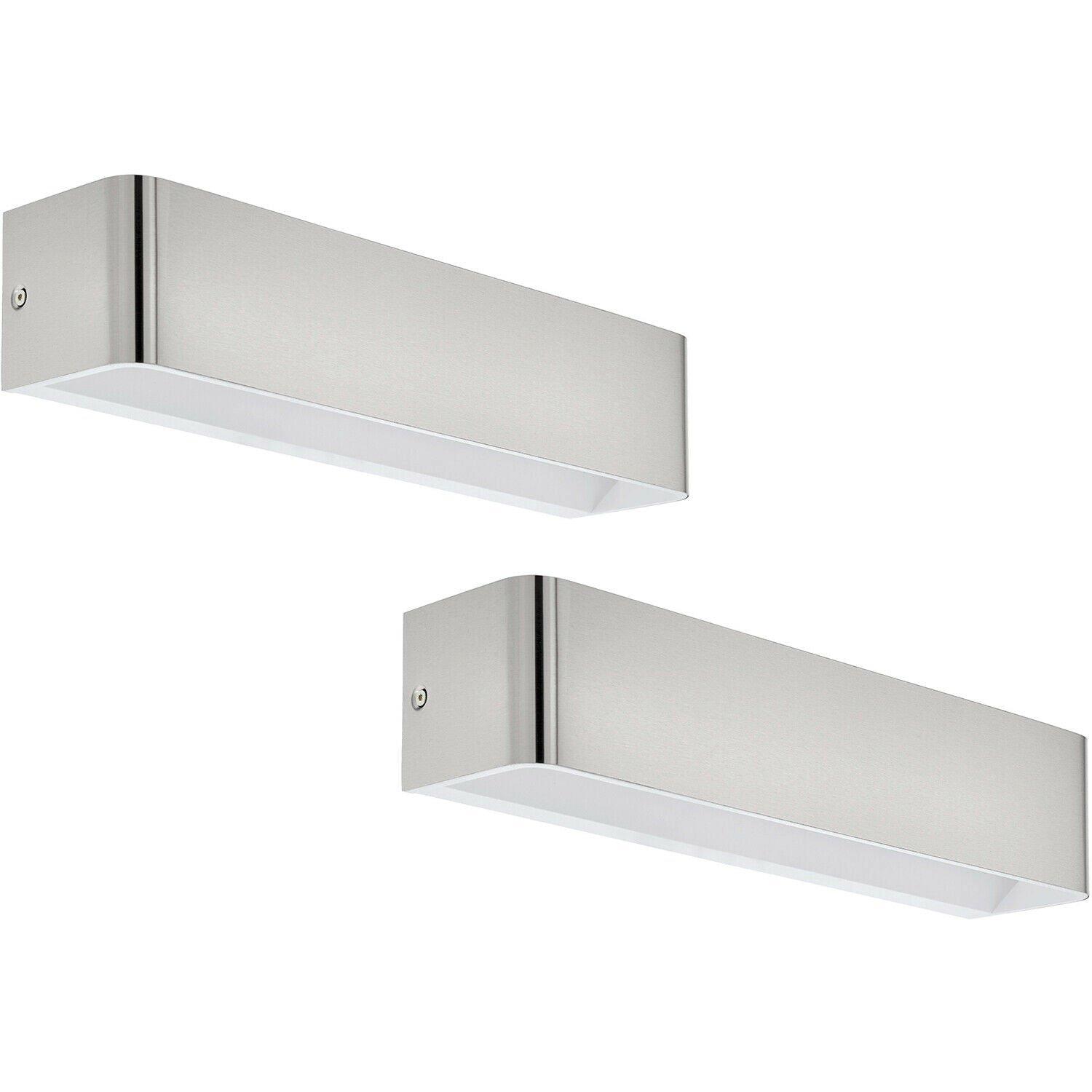 2 PACK Wall Light Satin Nickel Front Cover Oblong Box Structure LED 12W Inc