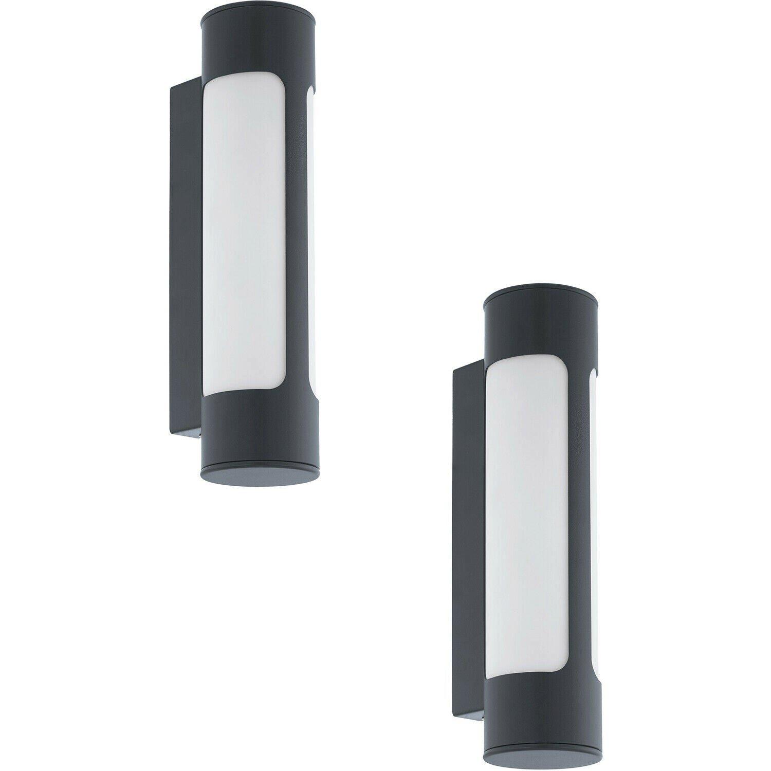 2 PACK IP44 Outdoor Wall Light Anthracite Zinc Plated Steel 6W Built in LED