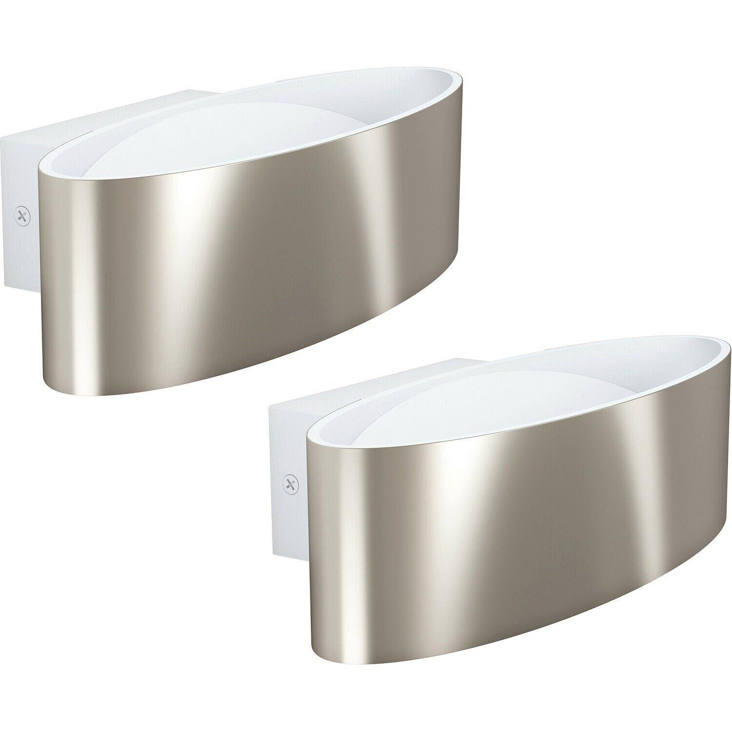 2 PACK Wall Light Colour White Satin Nickel Shade Transparent Plastic LED 10W