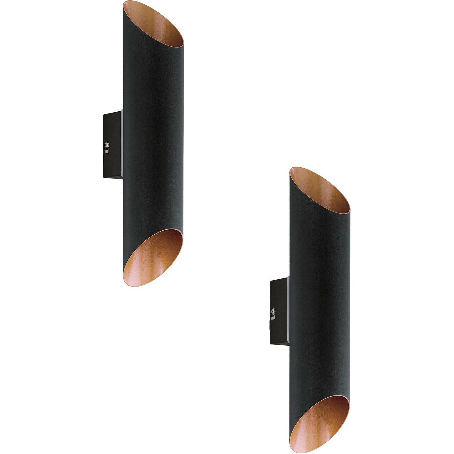 2 PACK IP44 Outdoor Wall Light Black & Copper Modern Up Down Lamp 3.7W LED