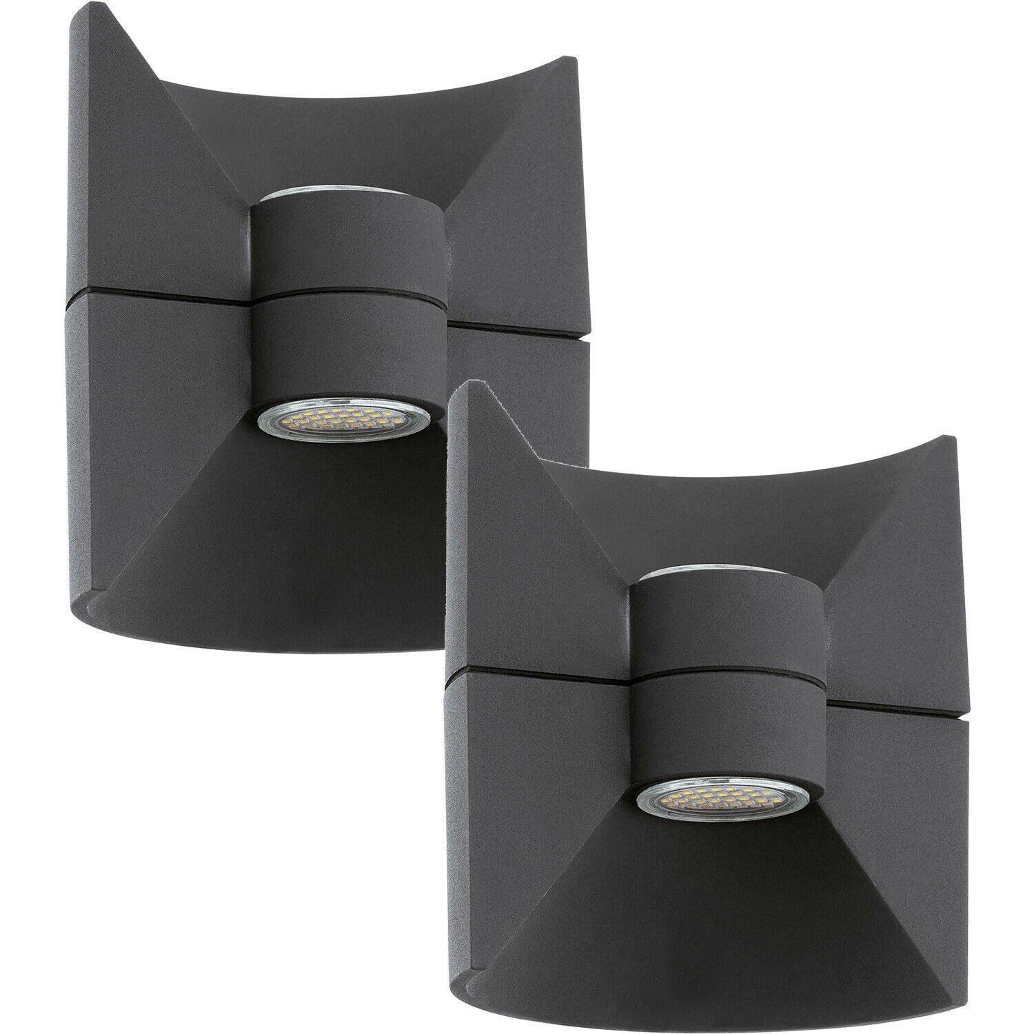 2 PACK IP44 Outdoor Up & Down Wall Light Anthracite Aluminium 2.5W LED Lamp