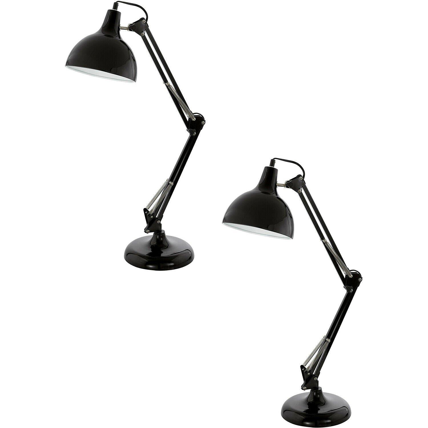 2 PACK Table Desk Lamp Black Flexible In Line Switch In Ine Switch E27 1x40W