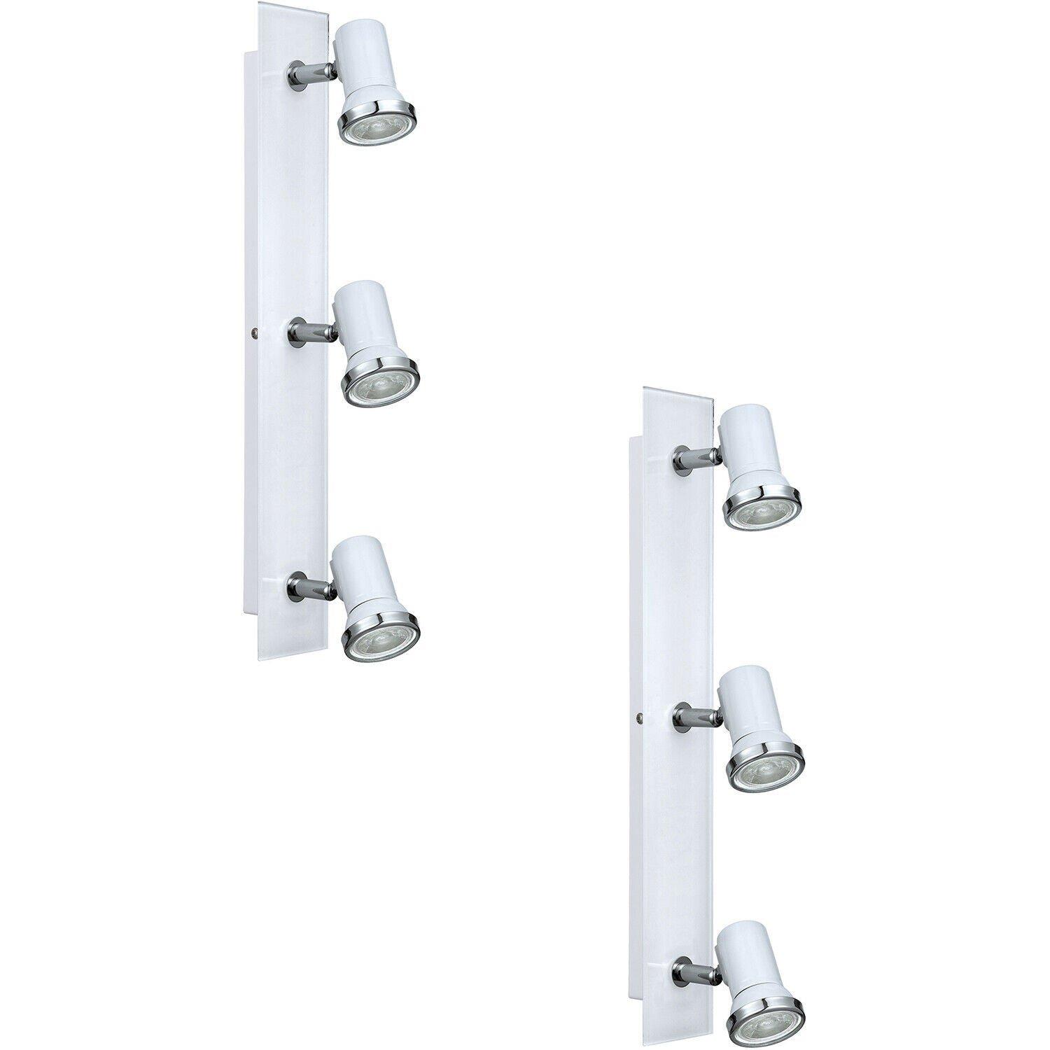 2 PACK Wall Flush Ceiling Light IP44 Bathroom Colour White Chrome GU10 3x3.3W