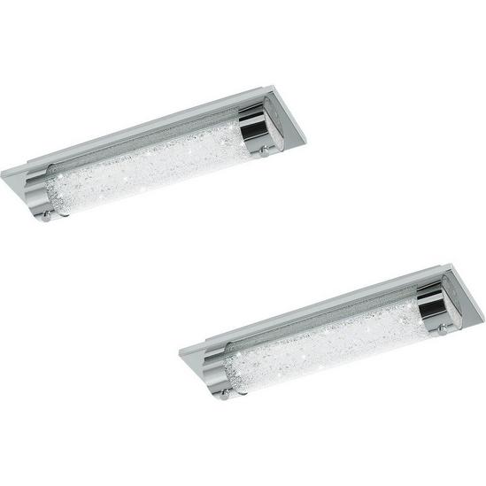 Loops 2 PACK Wall Flush Ceiling Light Colour Chrome Shade Clear Plastic Crystal LED 8W 1