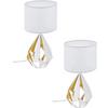 Loops 2 PACK Table Lamp Desk Light White Shade & Honey Gold Geometric 1x 60W E27 thumbnail 1