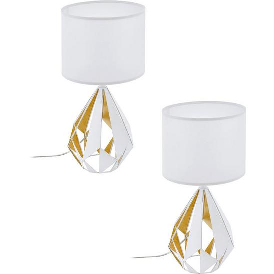 Loops 2 PACK Table Lamp Desk Light White Shade & Honey Gold Geometric 1x 60W E27 1