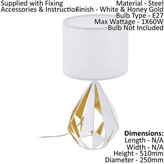 Loops 2 PACK Table Lamp Desk Light White Shade & Honey Gold Geometric 1x 60W E27 2
