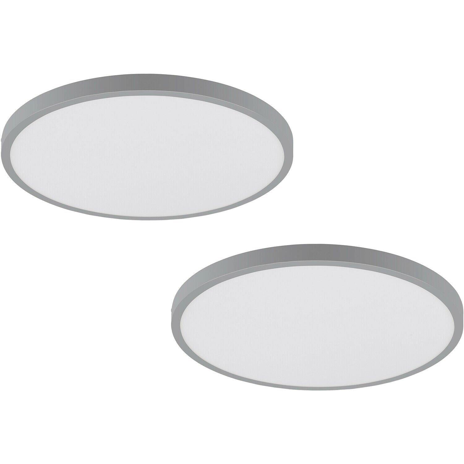 2 PACK Wall / Ceiling Light Silver 400mm Round Surface Mounted 25W LED 3000K
