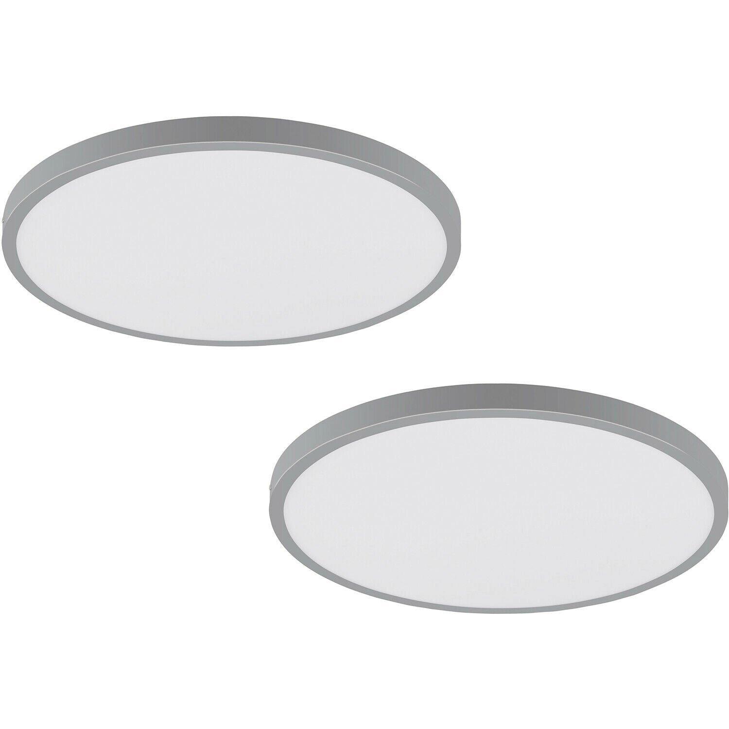 2 PACK Wall / Ceiling Light Silver 400mm Round Surface Mounted 25W LED 4000K