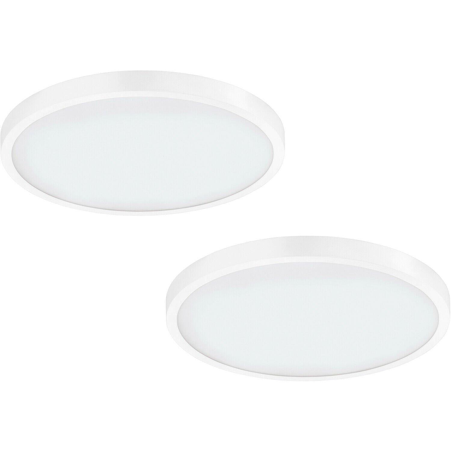 2 PACK Wall / Ceiling Light White 400mm Round Surface Mounted 25W LED 4000K