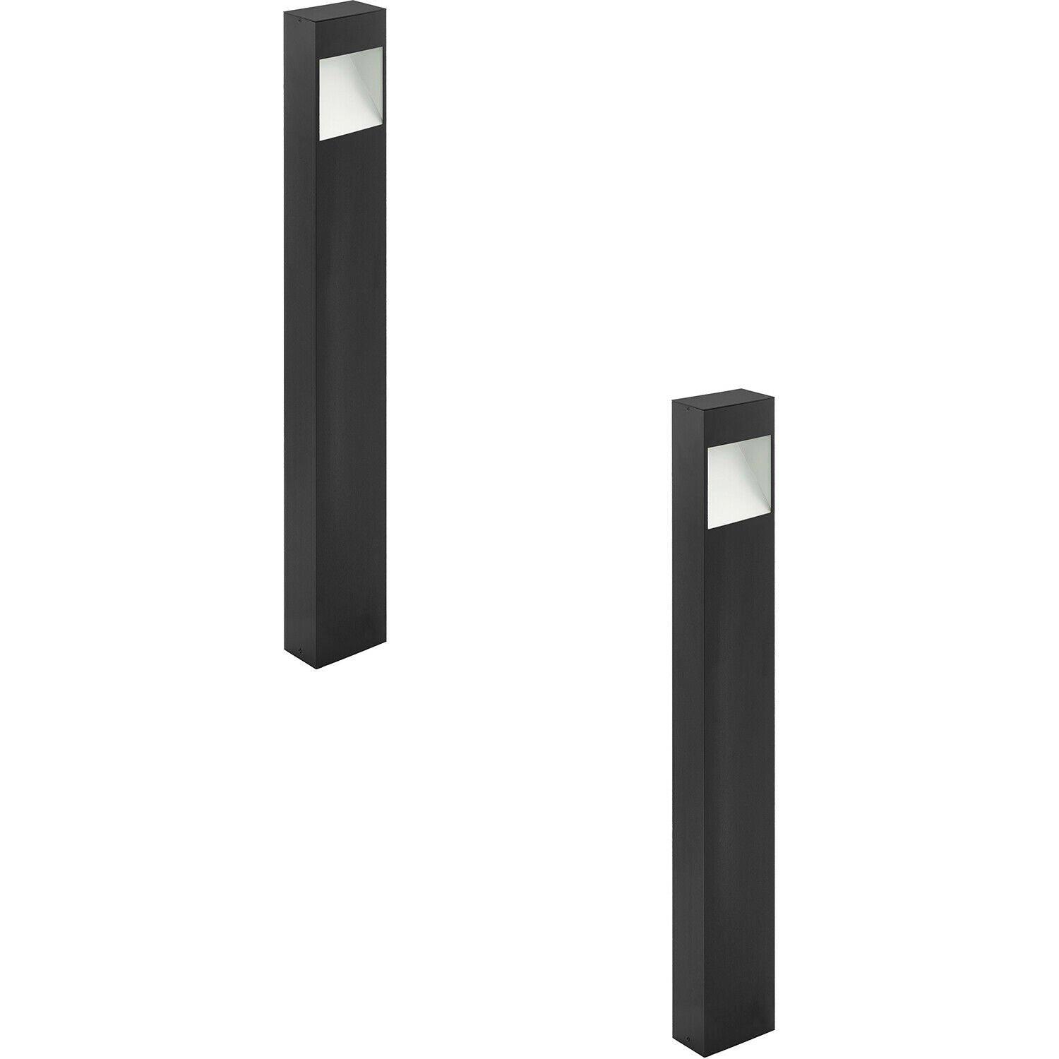 2 PACK IP44 Outdoor Pedestal Light Anthracite Tall Square Post 10W LED