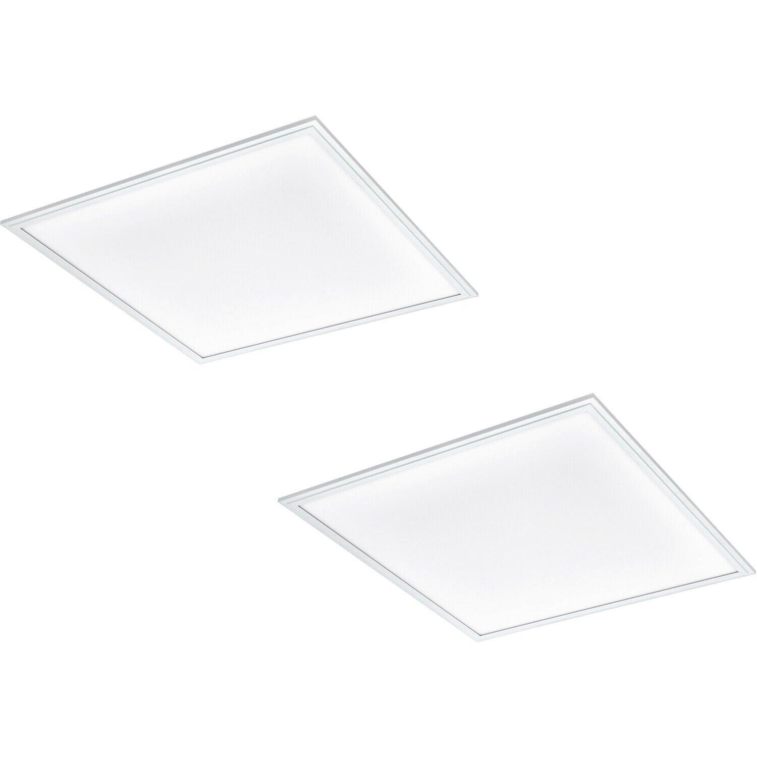 2 PACK Wall / Ceiling Light White Aluminium 595mm Square Panel 40W LED 4000K