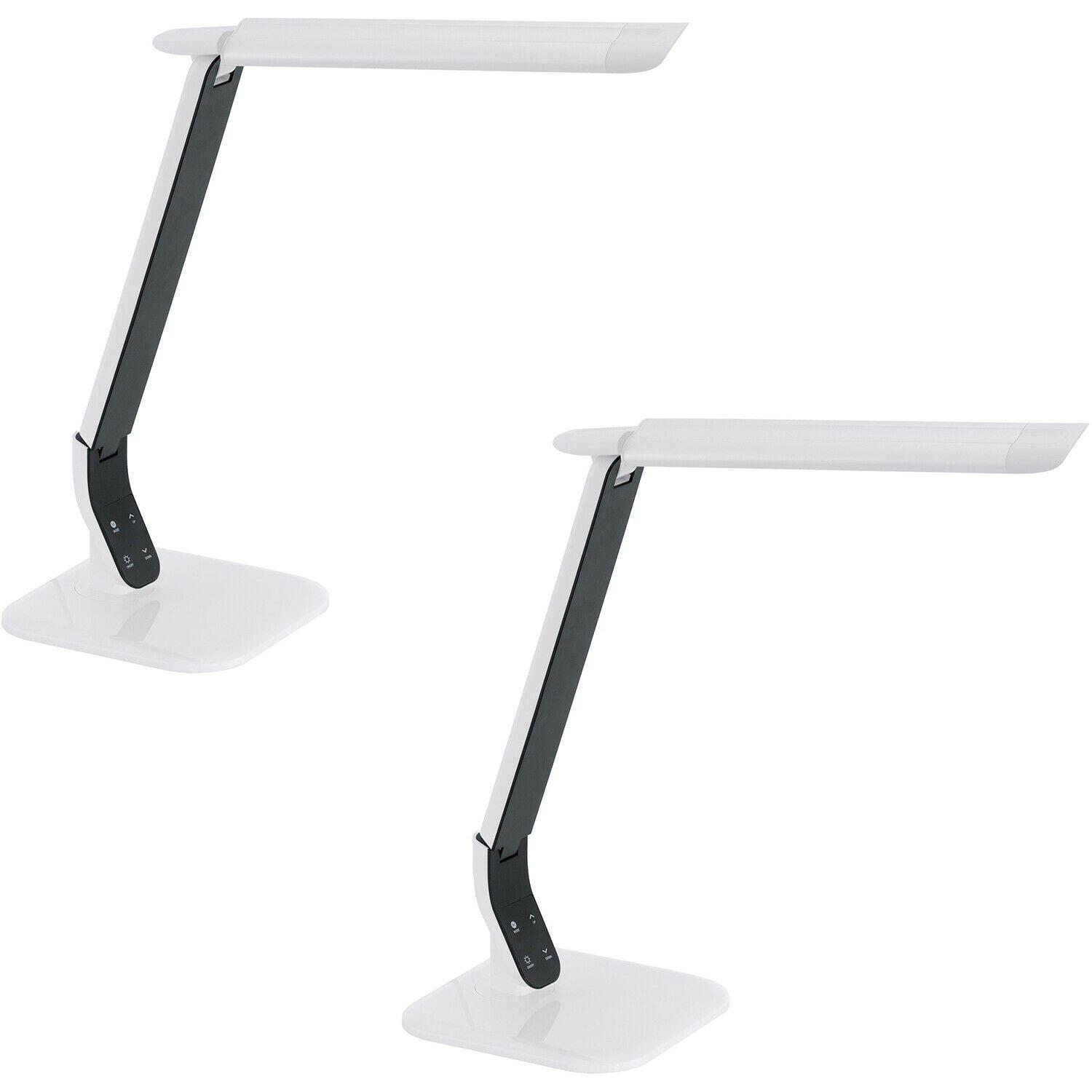 2 PACK Table Desk Lamp White Steel Black Plastic Touch On/Off LED 6W Included