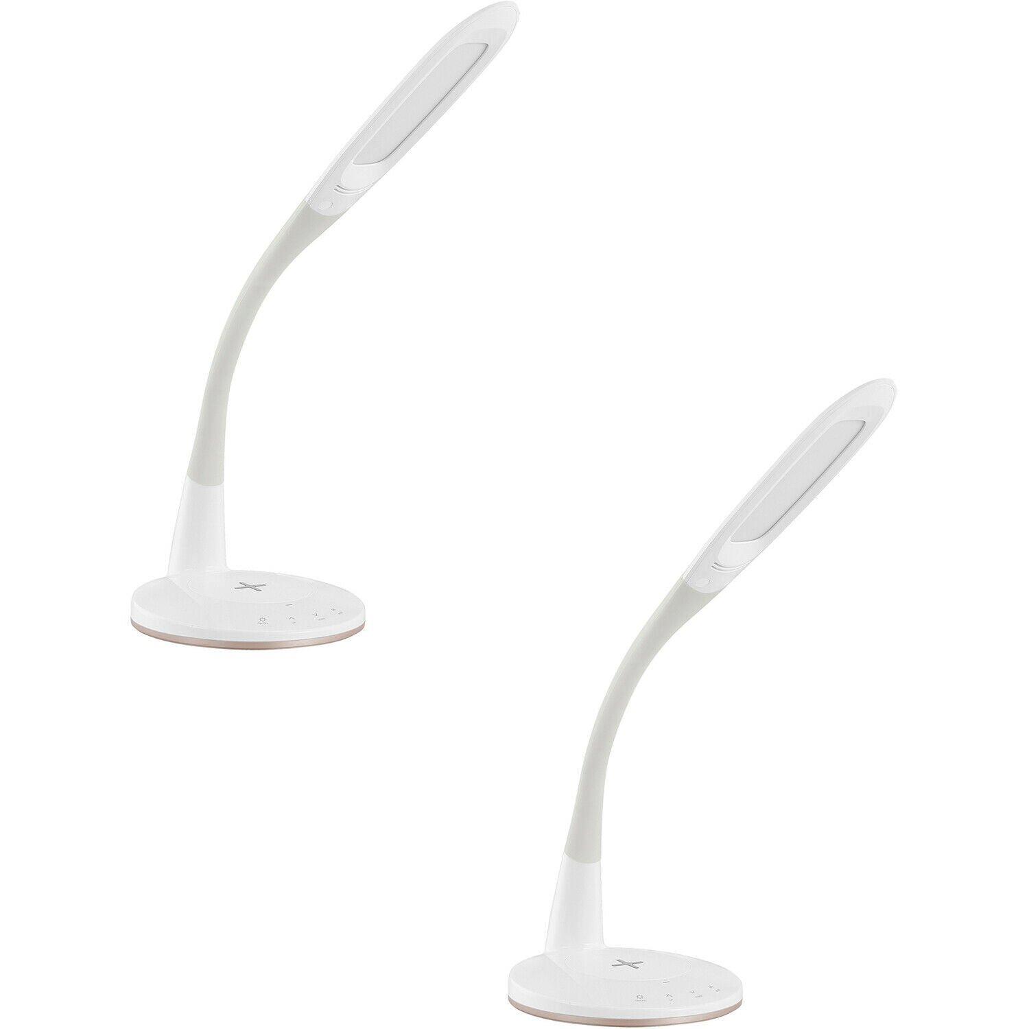 2 PACK Table Desk Lamp Colour White Touch On/Off Dimming Bulb LED 3.7W Included