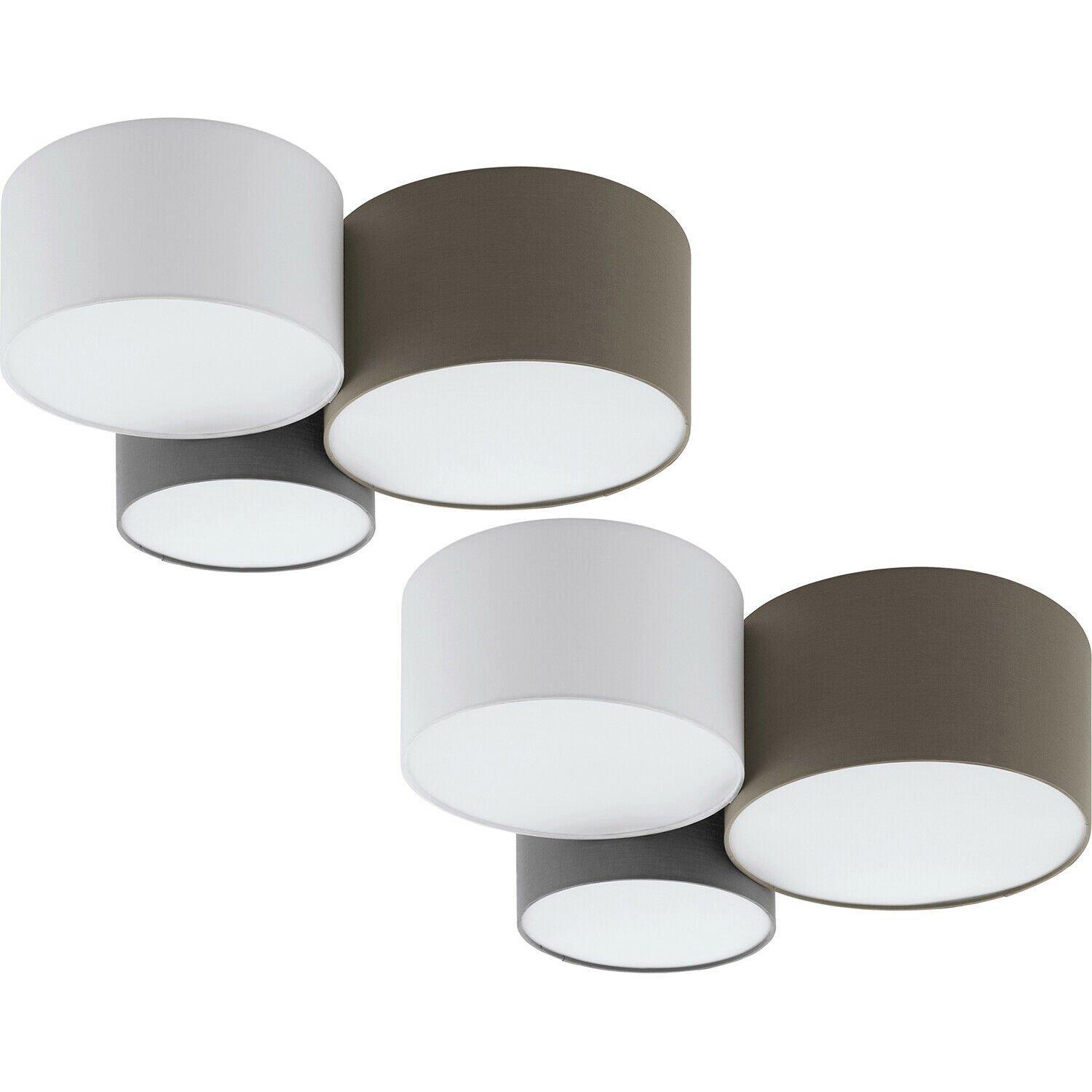 2 PACK Wall Flush Ceiling Light White Anthracite Brown White Grey Fabric 3x E27