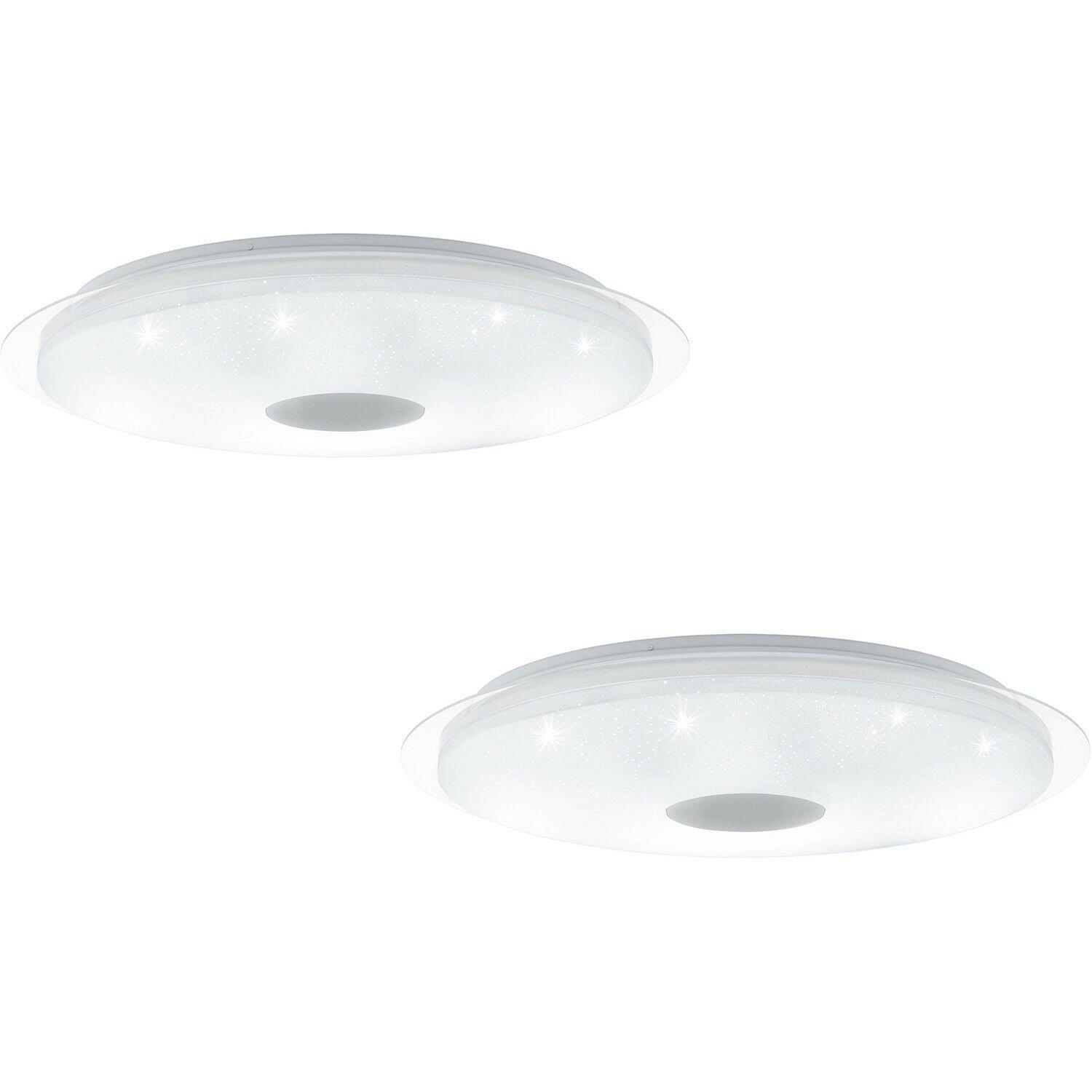 2 PACK Wall Flush Ceiling Light White Shade White Silver Crystal Effect LED 40W