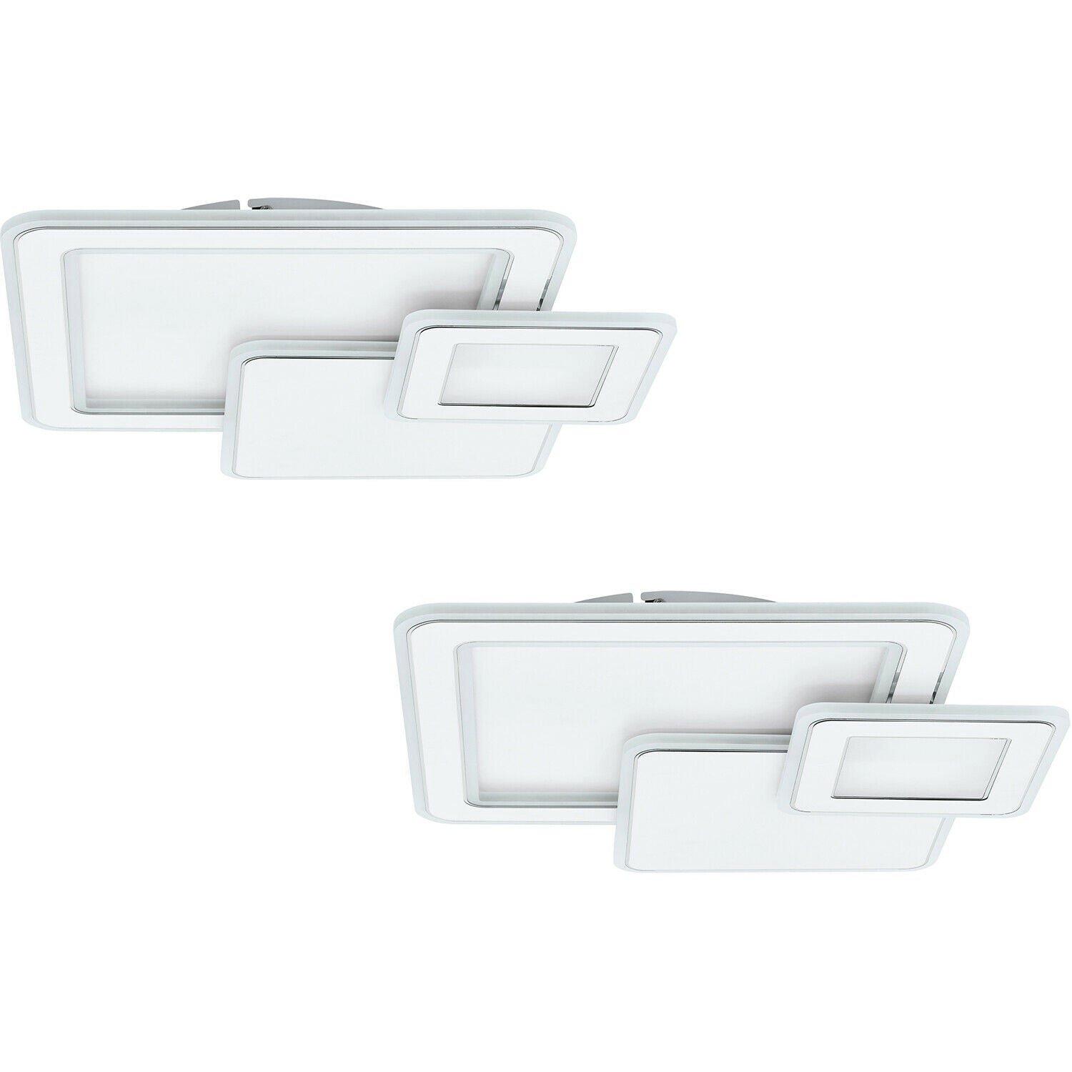 2 PACK Wall Flush Ceiling Light Colour White Chrome Shade White Plastic LED 50W