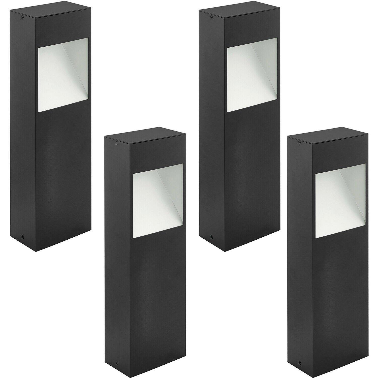4 PACK IP44 Outdoor Pedestal Light Anthracite & White Square Post 10W LED