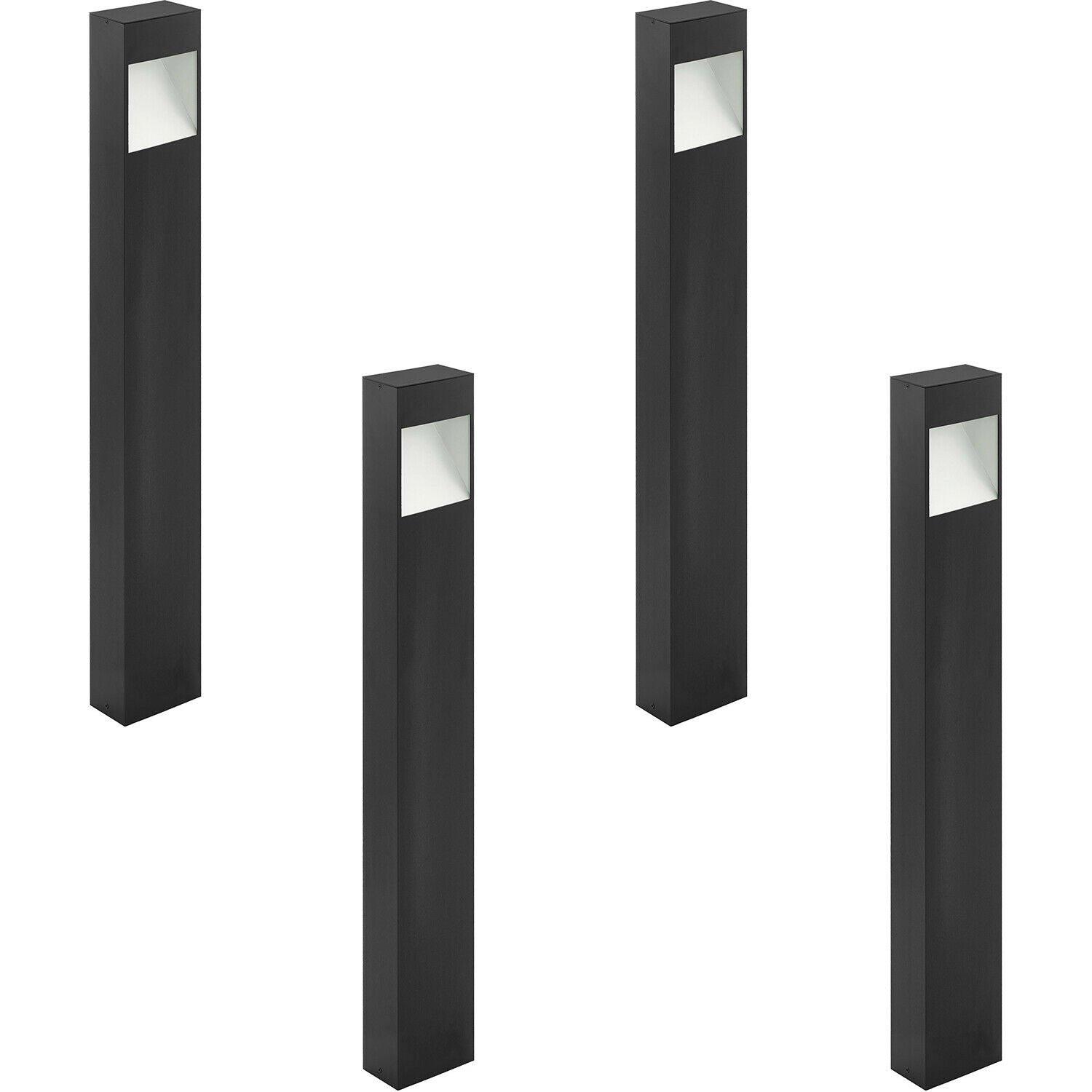 4 PACK IP44 Outdoor Pedestal Light Anthracite Tall Square Post 10W LED