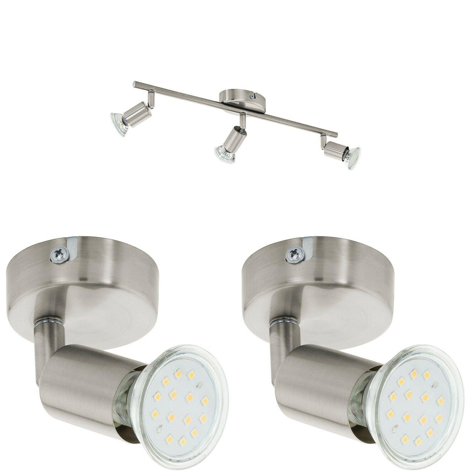 Ceiling Spot Light & 2x Matching Wall Lights Satin Nickel Adjustable Kitchen