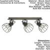 Loops Ceiling Spot Light & 2x Matching Wall Lights Industrial Rustic Metal Wire Shade thumbnail 2