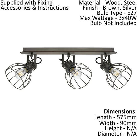 Loops Ceiling Spot Light & 2x Matching Wall Lights Industrial Rustic Metal Wire Shade 2