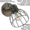 Loops Ceiling Spot Light & 2x Matching Wall Lights Industrial Rustic Metal Wire Shade thumbnail 3