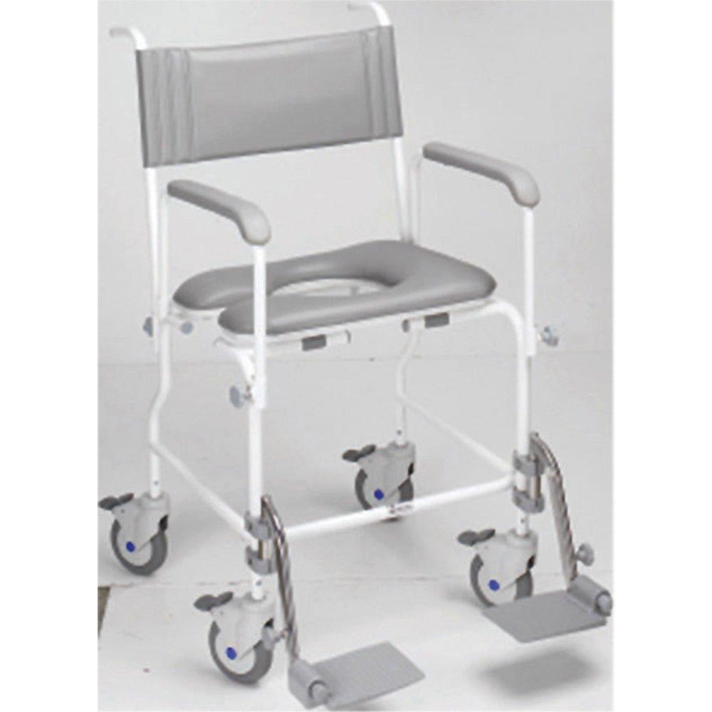 Attendant Propelled Shower Commode Chair - 17 Inch Seat Width - 4 Braked Castors