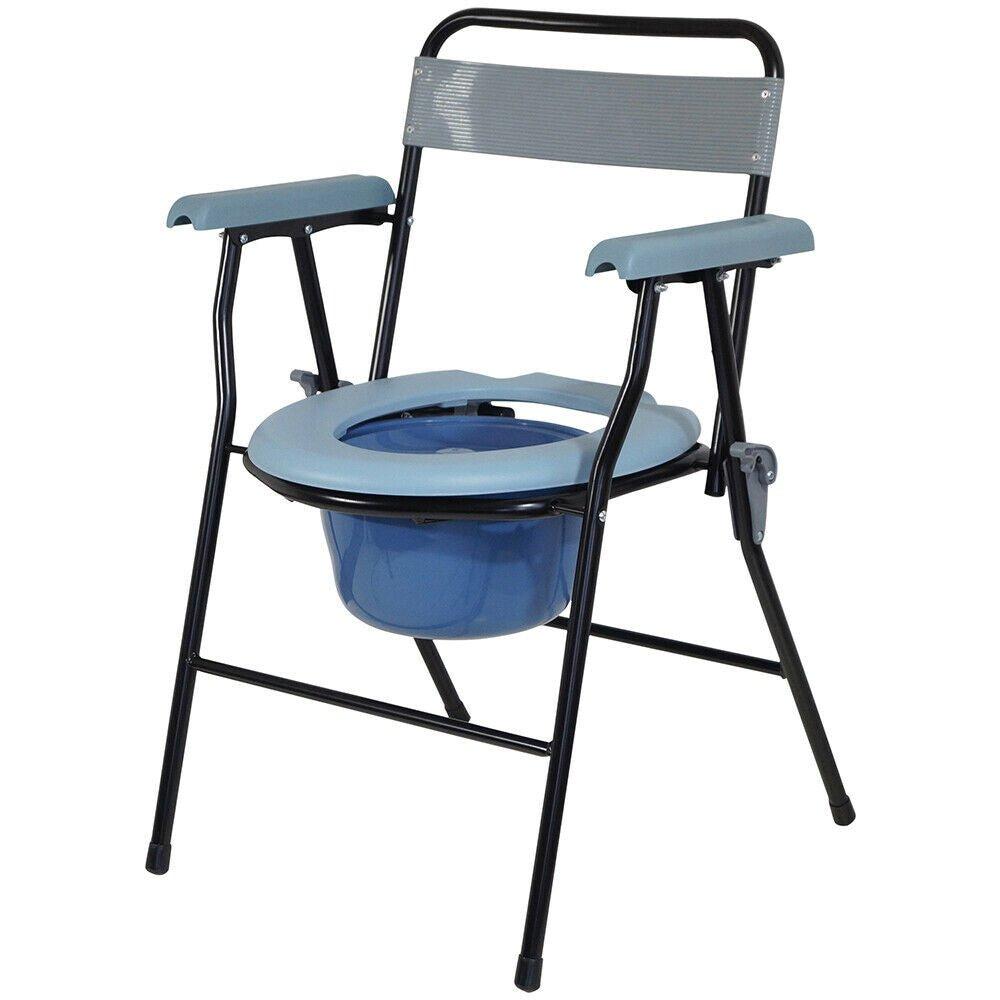 Lightweight Folding Commode Chair - 7 Litre Pail with Lid - 130kg Weight Limit
