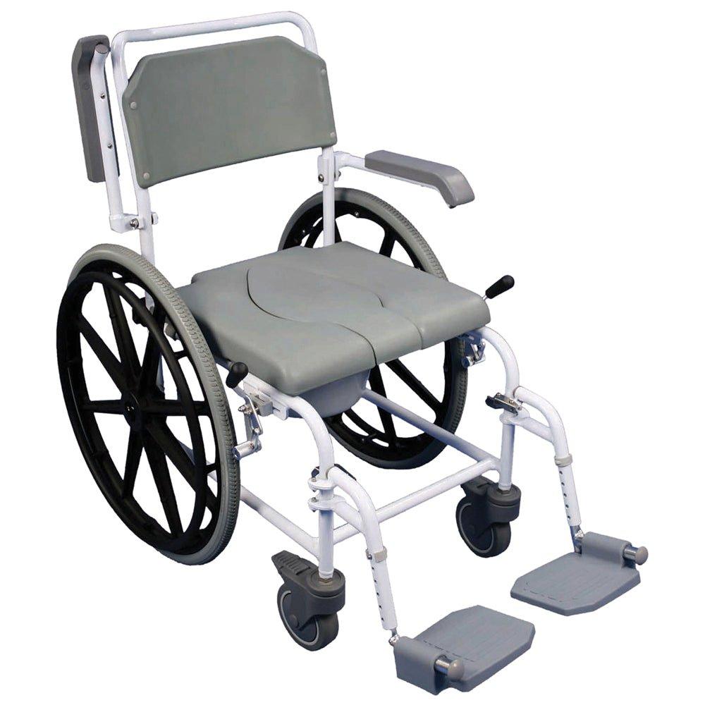 Self Propelled Shower Commode Chair - Rust Free Alloy Frame - 7.5 Litre Potty