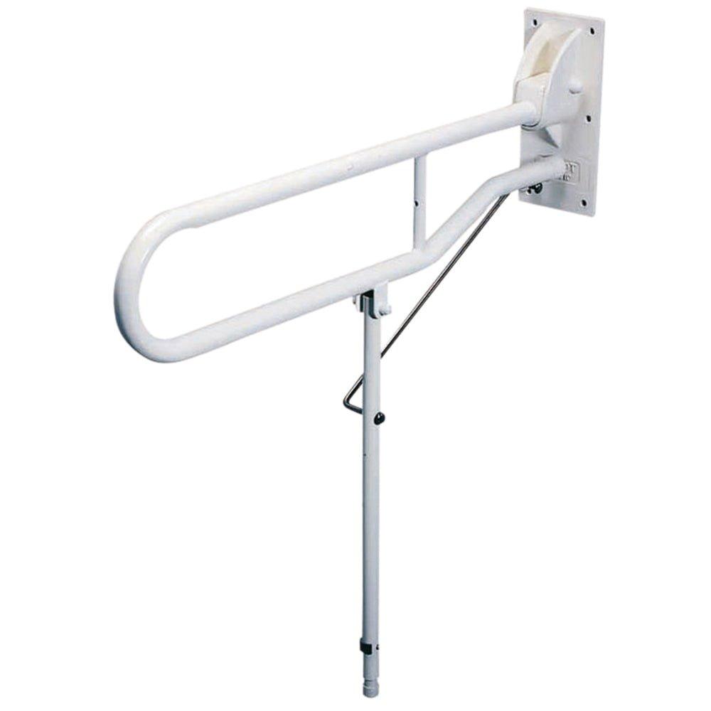 Hinged Support Arm with Backplate and Leg - 600mm Length - Wall Mounted Grab Bar