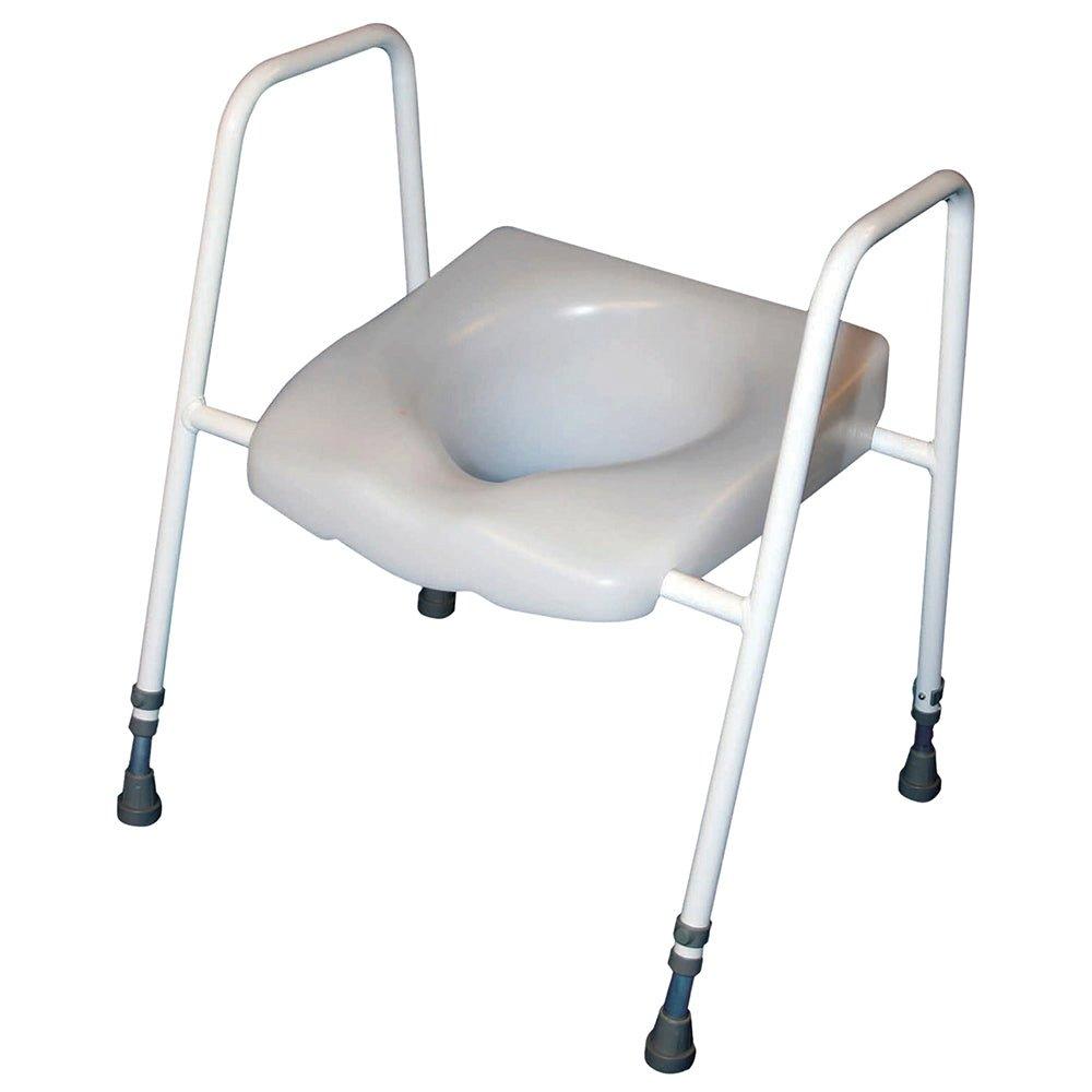 Free Standing Toilet Seat and Frame - Easy Clean Clip on Seat Adjustable Height