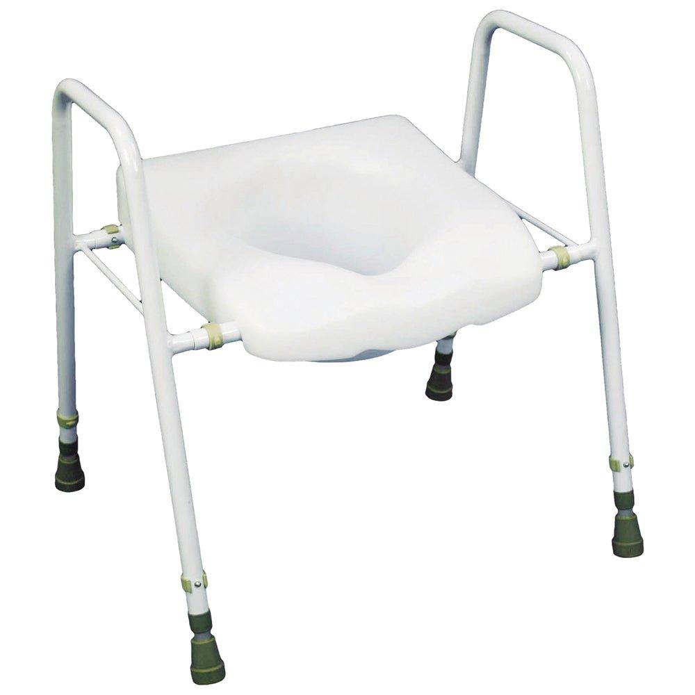 Free Standing Toilet Seat and Frame - Adjustable Height and Width - Clip on Seat