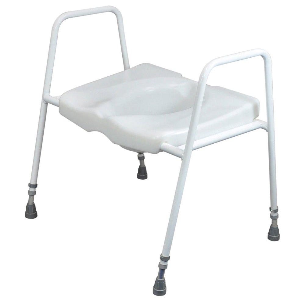 Bariatric Toilet Seat and Frame - Height Adjustable - Tubular Steel Frame
