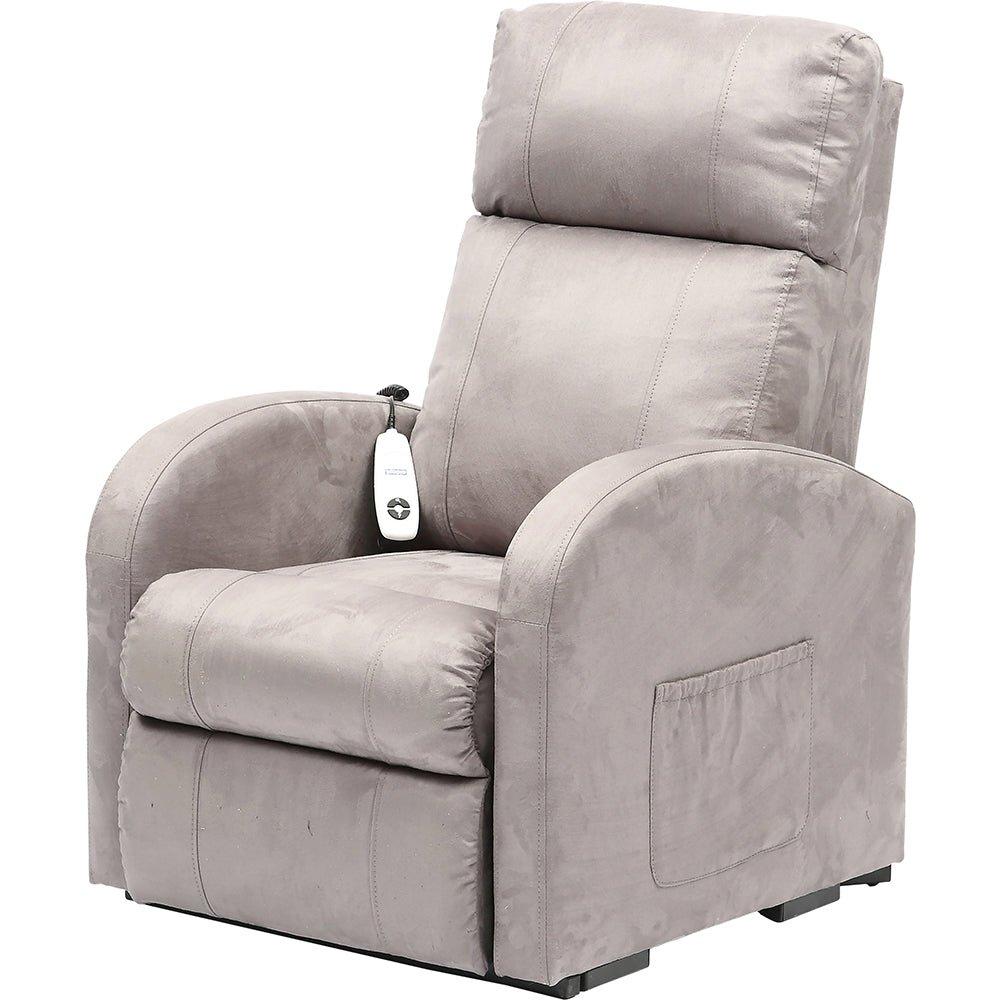 Single Motor Rise and Recline Lounge Chair Dove Grey Coloured Suedette Material