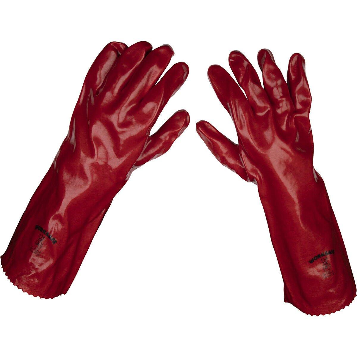 120 PAIRS Red PVC Gauntlets - Forearm Protection - 450mm - Waterproof Protection